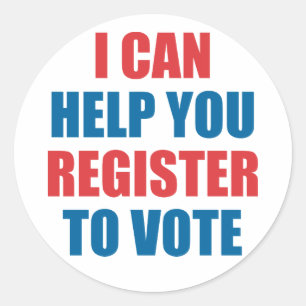 I CAN HELP YOU REGISTER TO VOTE CLASSIC ROUND STICKER