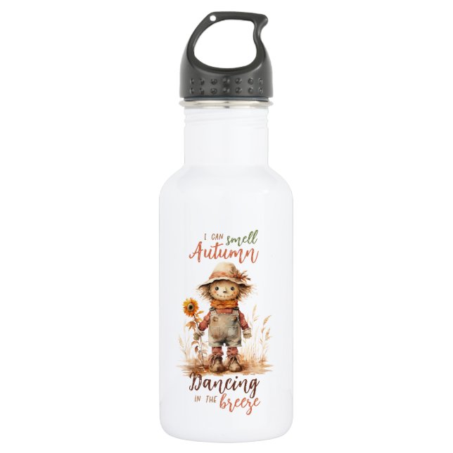 I Can Smell Autumn – Rustic Scarecrow & Sunflower 532 Ml Water Bottle (Front)