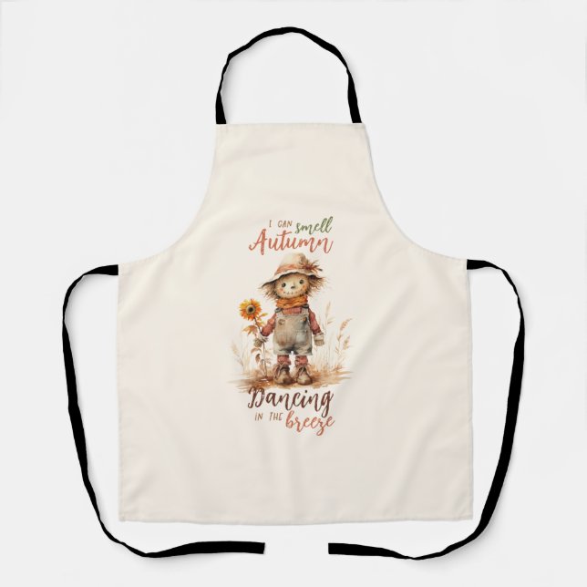 I Can Smell Autumn – Rustic Scarecrow & Sunflower Apron (Front)