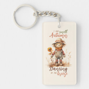 I Can Smell Autumn – Rustic Scarecrow & Sunflower Keychain