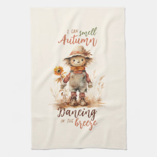 I Can Smell Autumn – Rustic Scarecrow & Sunflower Kitchen Towel