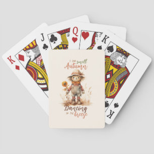I Can Smell Autumn – Rustic Scarecrow & Sunflower Playing Cards