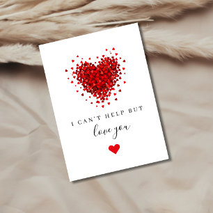 I Can’t Help But Love You Romantic Heart Valentine Holiday Card