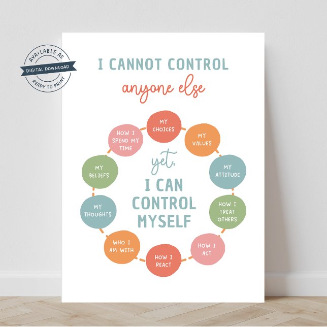 I Cannot Control Anyone Else 18X24 Poster (social emotional learning, i cannot control anyone else, mental health posters, classroom poster)