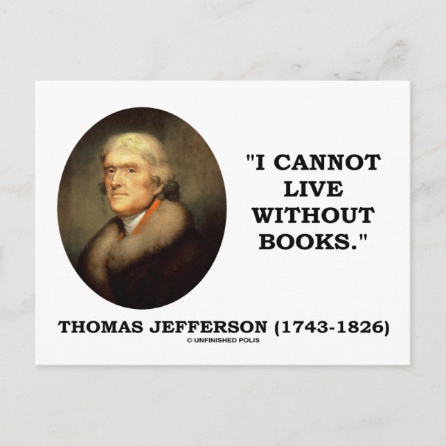 I Cannot Live Without Books Postcard (Front)