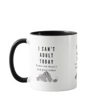 "I Can't Adult Today" Cute Lazy Cat Mug