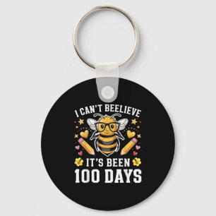 I Can't Believe Its Been 100 Days Funny Bee 100th  Keychain