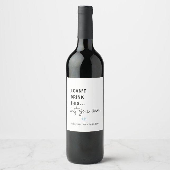 I Cant Drink This Pregnancy Announcement Wine Labe Wine Label (Front)