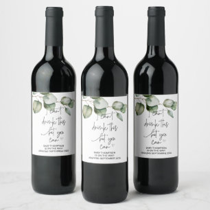 I Can't Drink This You Can Pregnancy Announcement  Wine Label