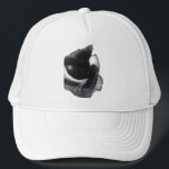 I Can't Even Right Meow Trucker Hat<br><div class="desc">Introducing Binx... This humorous image features a black-and-white tuxedo cat curled up with one paw dramatically covering his face, as if he has completely given up on the day. With his head tucked down and eyes hidden, the cat looks adorably fed up—like he just heard the most ridiculous thing imaginable...</div>