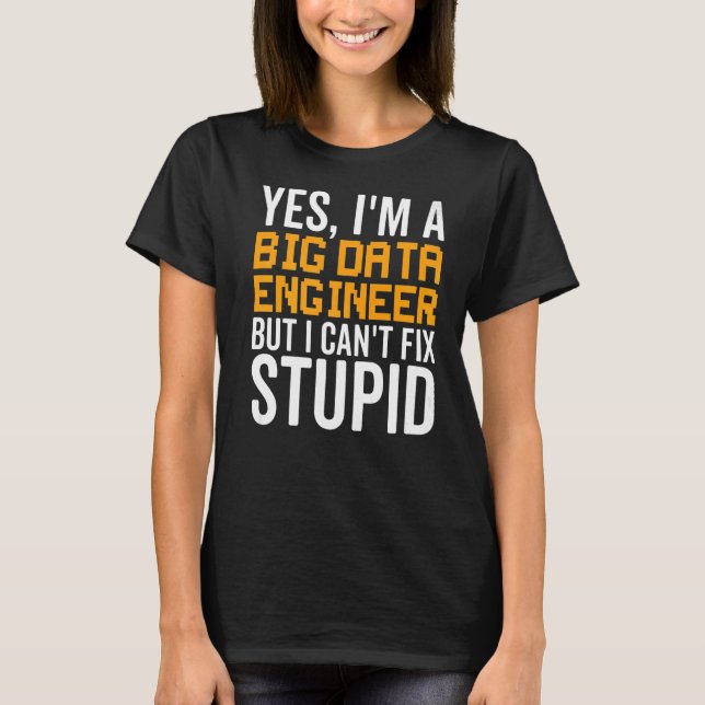 I Can't Fix Stupid - Funny Big Data Engineer Premi T-Shirt (Front)