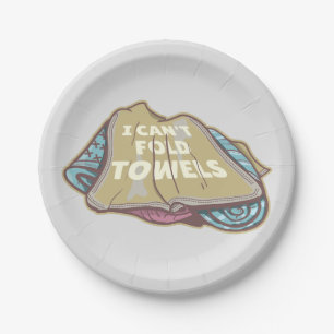 I can't fold towels funny laundry day paper plate