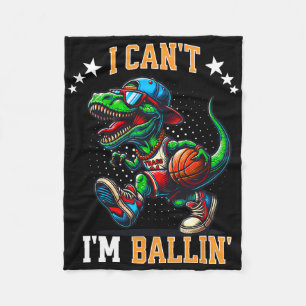 I Can't I'm Lling Sketll Dinosaur T Rex Boys Kids  Fleece Blanket