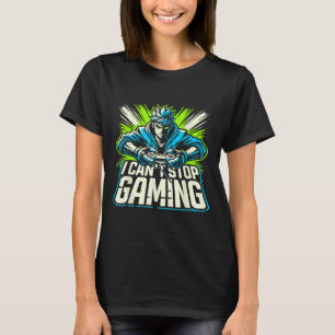 I Can't Stop Gaming Funny Gamer Graphic Amine Vide T-Shirt