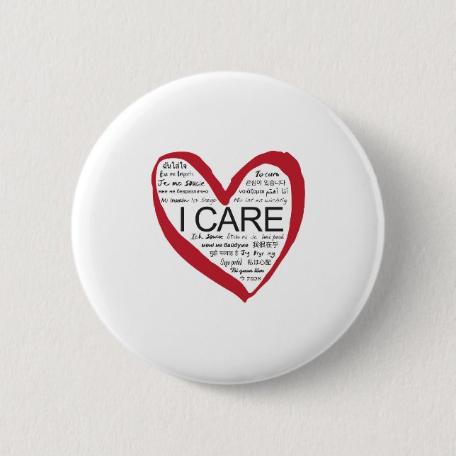 I CARE 2 INCH ROUND BUTTON (Front)