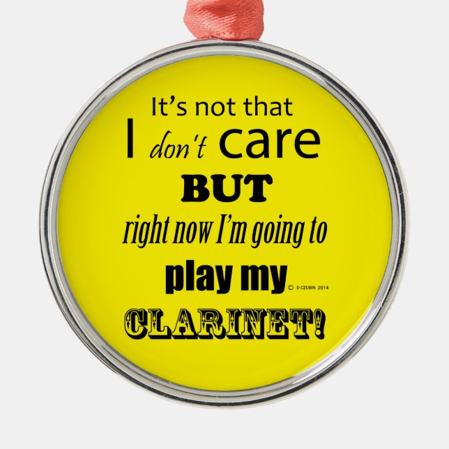 I Care Clarinet Metal Ornament (Front)