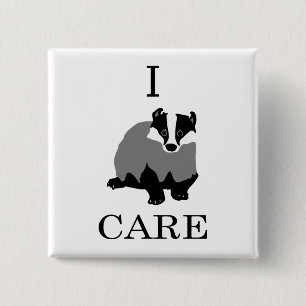 "I Care" European Badger 2 Inch Square Button