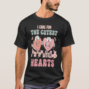 I Care For Cutest Little Hearts Retro Valentines F T-Shirt