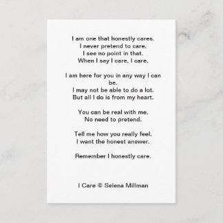 "I Care" Poem Enclosure Card