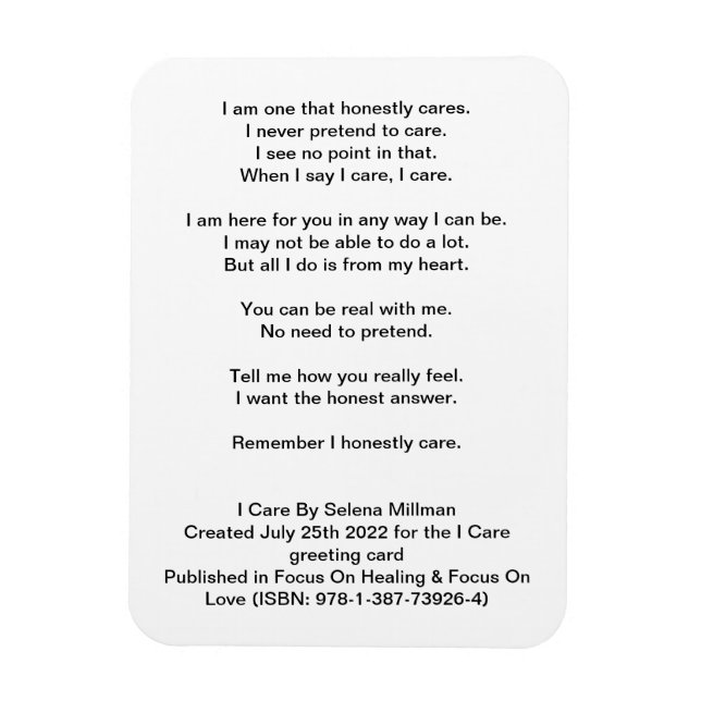 "I Care" Poem  Magnet (Vertical)
