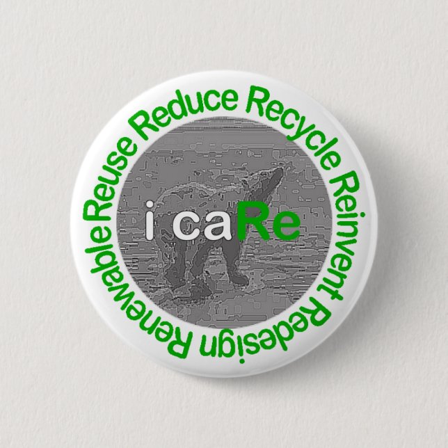 i caRe Polar Bear 2 Inch Round Button (Front)