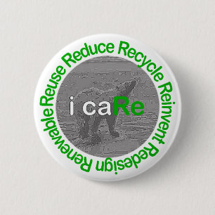 i caRe Polar Bear 2 Inch Round Button