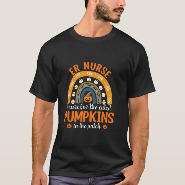 I Care The Cutest Pumpkins Rainbow Halloween ER Nu T-Shirt (Front)
