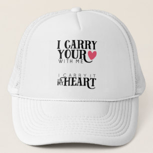 i carry your heart with me   pink heart trucker hat
