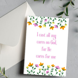 I Cast All My Cares On God Christian Affirmation Holiday Card