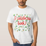 I Celebrate Both Christmas and Hanukkah T-Shirt<br><div class="desc">I celebrate both! Menoras and Christmas wreaths are scattered around on this design that celebrates both Christmas and Hanukkah. Great for mixed religion families that celebrate the Festival of LIghts as well as the birth of Christ. Design is available on apparel for adults and children, as well as on bags,...</div>