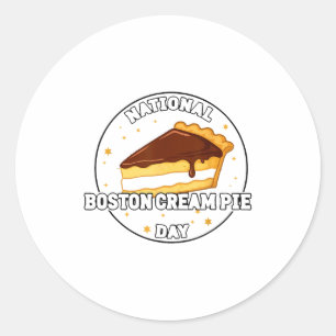 I Celebrate National Boston Cream E Day Food Cake  Classic Round Sticker