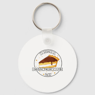 I Celebrate National Boston Cream E Day Food Cake Keychain