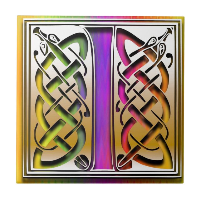 I Celtic Rainbow Custom Monogram Tile (Front)