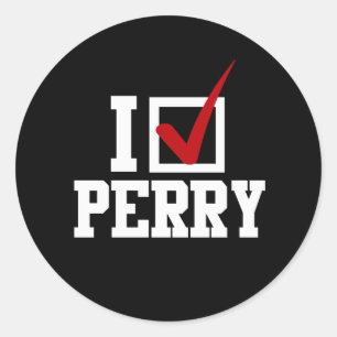 I CHECKMARK RICK PERRY (white) Classic Round Sticker