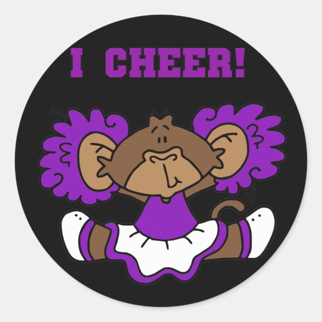I Cheer Purple and White Tshirts and Gifts Classic Round Sticker (Front)