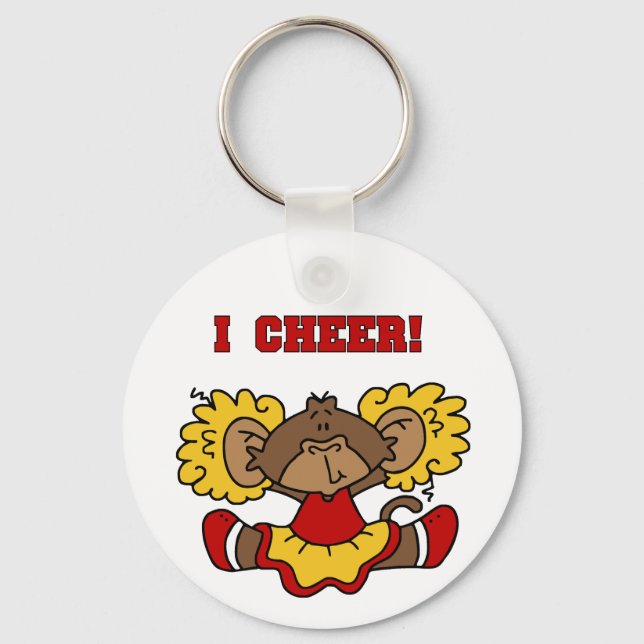 I Cheer Red and Gold T-shirts and Gifts Keychain (Front)