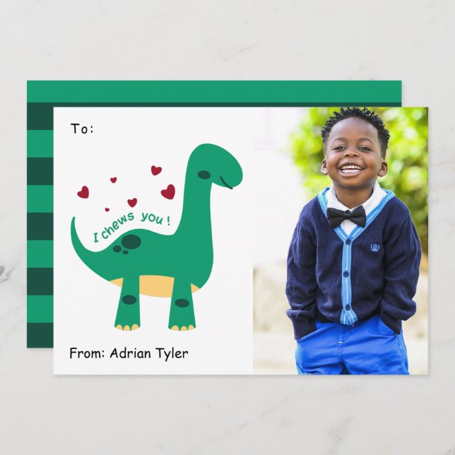I Chews You Cute Classroom Photo Valentines Day   Holiday Card (Front/Back)
