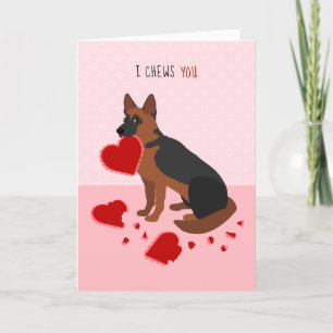 I Chews You German Shepherd Valentine's Day Holiday Card