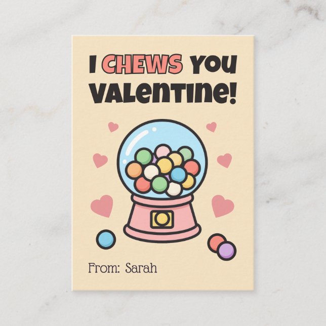 I CHEWS You Gumball Kids Valentine's Card (Front)