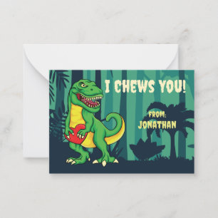 I Chews You T-Rex Classroom Valentine Day Holiday Card