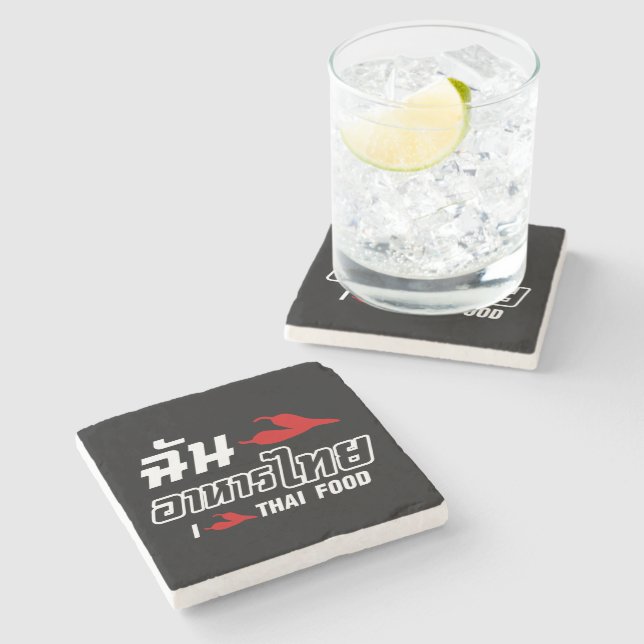 I Chili (Love) Thai Food Stone Coaster (Side)