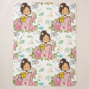 I Choose Presence Mindful Mom Floral Pattern Sherpa Blanket
