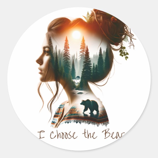 I Choose the Bear Classic Round Sticker (Front)