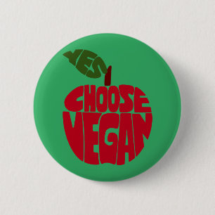 I Choose Vegan - Apple Typography 2 Inch Round Button
