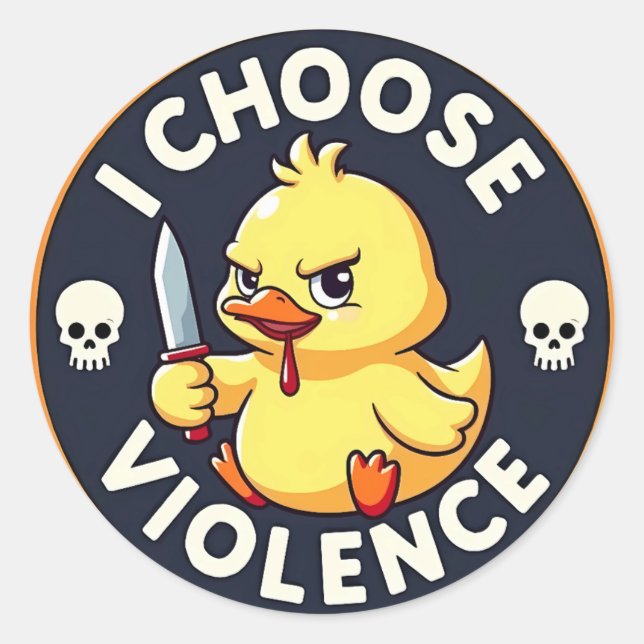 I Choose Violence Angry Duck Classic Round Sticker (Front)