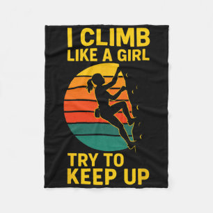 I Climb Like A Girl - Rock Climbing Silhouette _2 Fleece Blanket