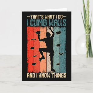 I Climb Walls And Know Things Retro Climbing Rock Card