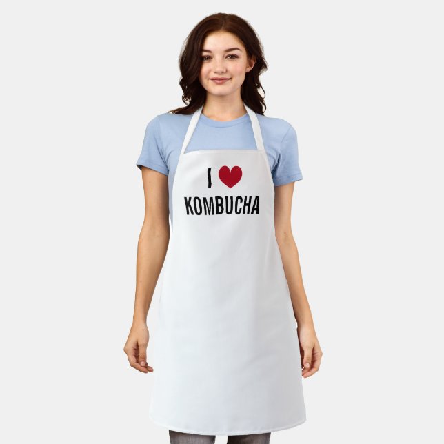 I coeur kombucha personnalisé tablier cuisine blan (Porté)