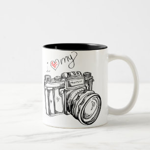I coeur ma tasse de café noire et blanche