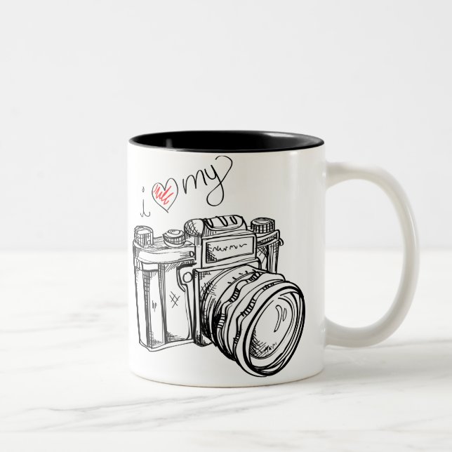 I coeur ma tasse de café noire et blanche (Droit)